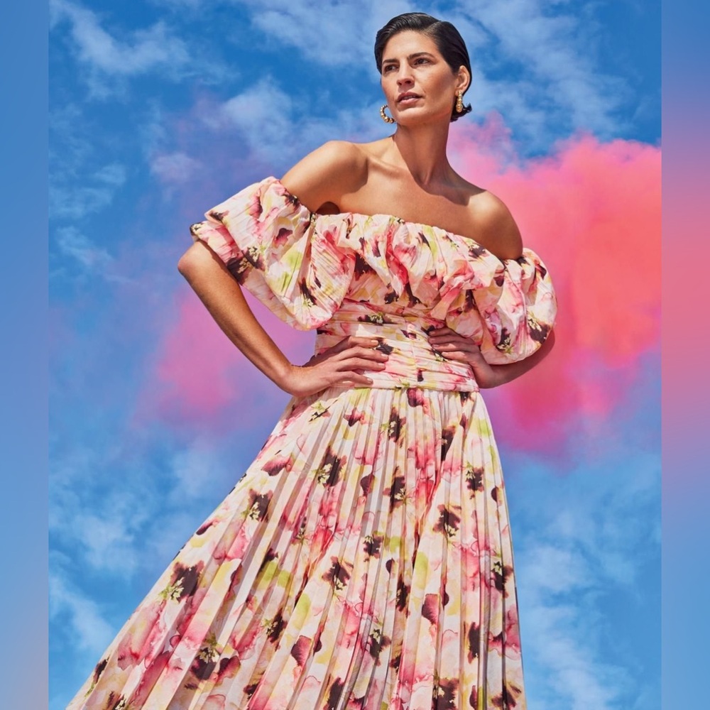 Acler arauha dipped rose print dress. Size US 4